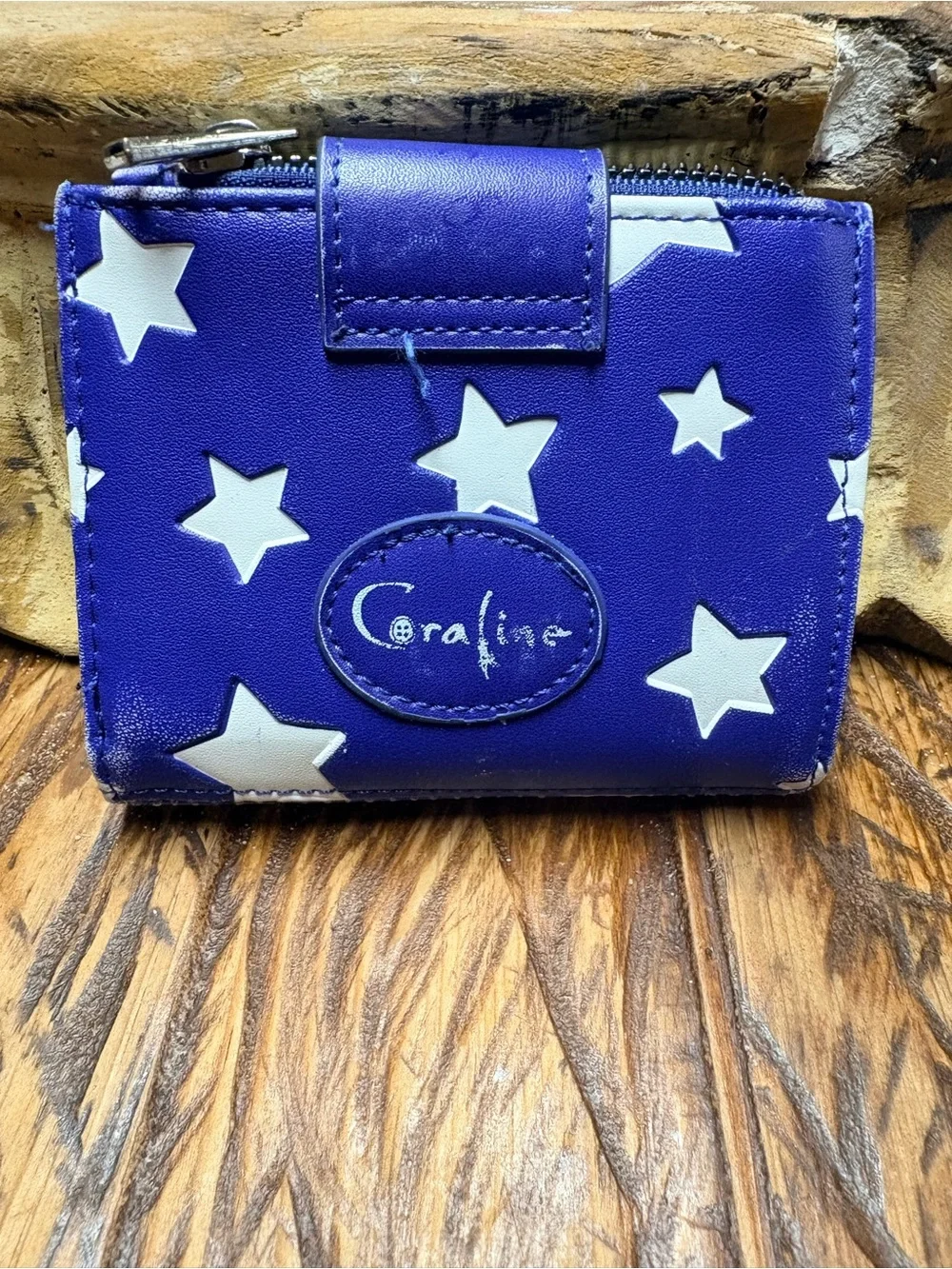 Caroline Doll StarsCartoon Character Zip Trifold Wallet Yellow Accent 4.5”X3.25”